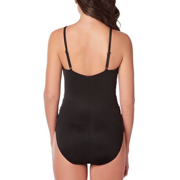 Magicsuit Black‎ Purple High Neck Slimming One Piece Swimsuit Sz 8 NEW - Picture 2 of 4